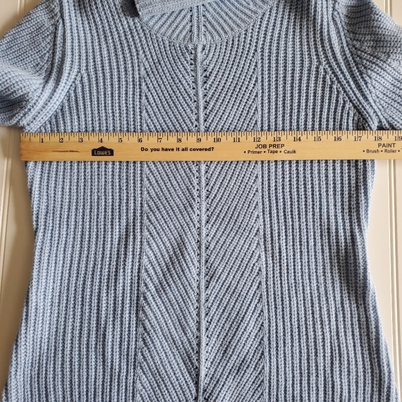 Tahari light blue cable knit, cowl neck sweater - Picture 9 of 10